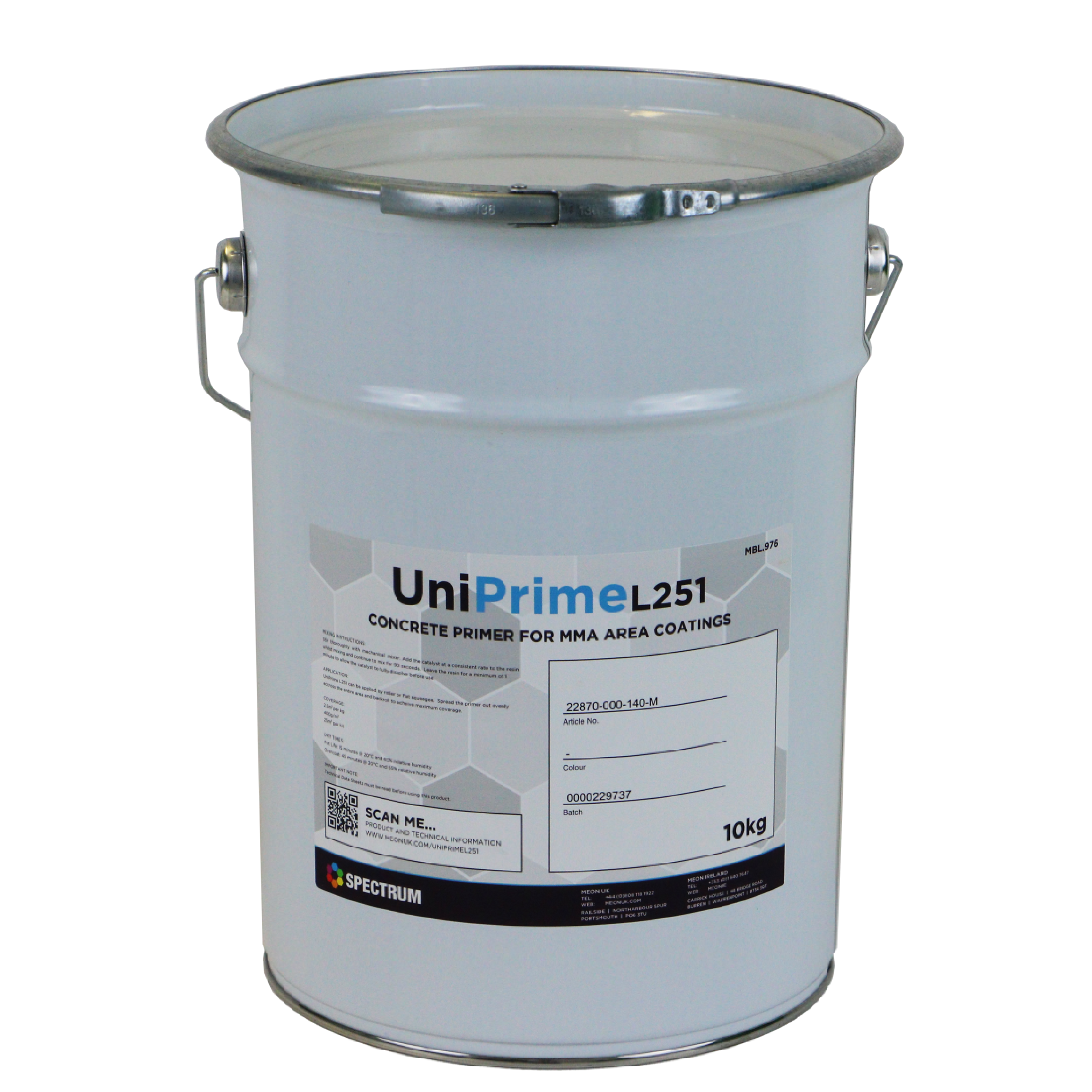 Spectrum UniPrime L251 Kit MMA Concrete Primer Clear 10kg