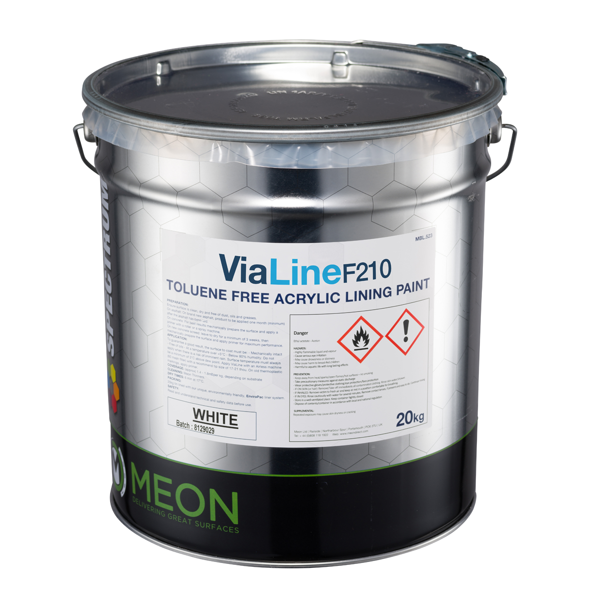 Spectrum ViaLine F210 Single Pack Acrylic Line Marking Paint 20kg