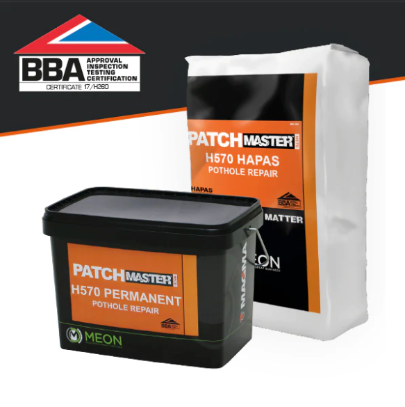 Meon's PatchMaster H570 Permanent Pothole Repair BBA Approved Bag & Bucket