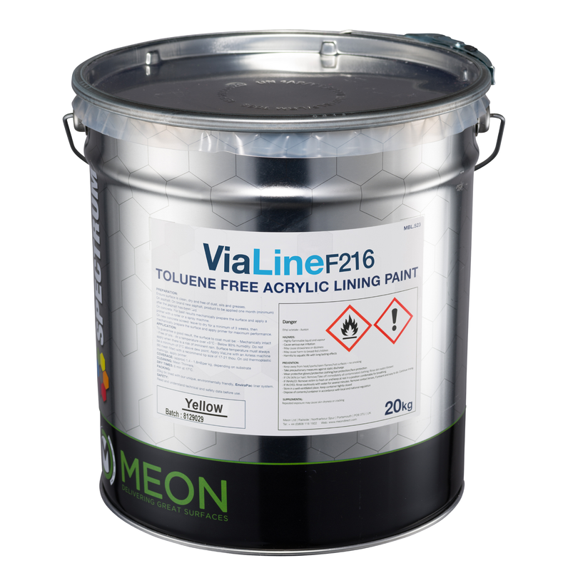 ViaLine F216 Single Pack Acrylic Highway Spec Line Marking Paint 20kg in Yellow