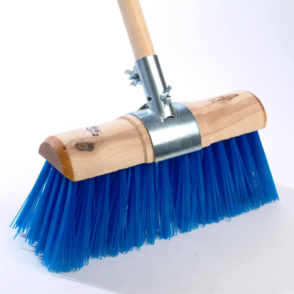 Yard Broom Blue Poly 330mm wide complete with handle & clamp MeonUK